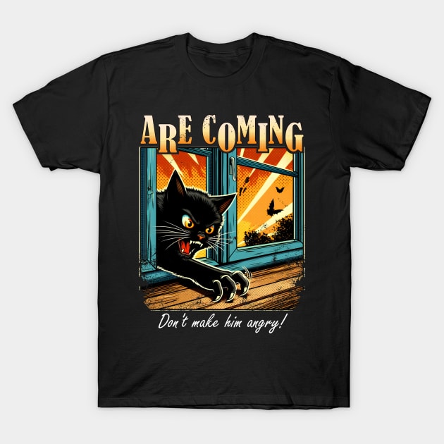 Angry black cat T-Shirt by Calisto.cloth